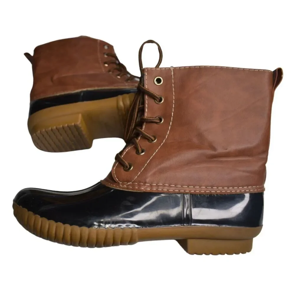 Adriana Duck Boots Brown Rain Boots Womens 8